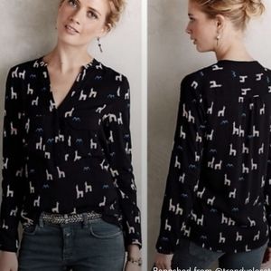 Anthropologie Maeve llama blouse